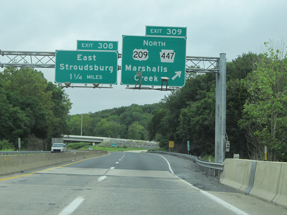 Interstate 80 West at Exit 309: US 202 North / PA 447 North - Marshalls Cre...